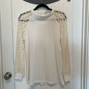 Elegant Cream Lace Sleeve Top